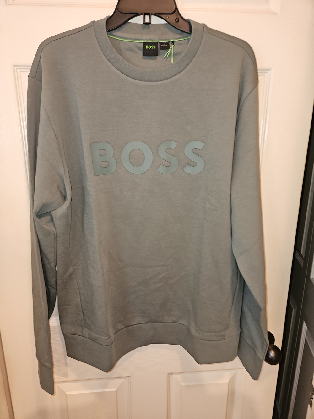 BOSS Light Gray Crewneck Sweatshirt with Tonal Logo